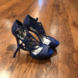 Blue sparkly heels